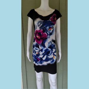 MAGGY LONDON Black Floral Shift DRess 14